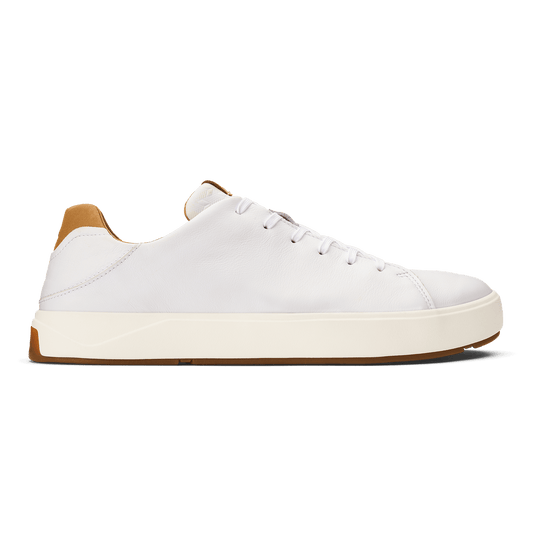OluKai Lae‘ahi Lī ‘Ili Men's Leather Sneakers - Bright White