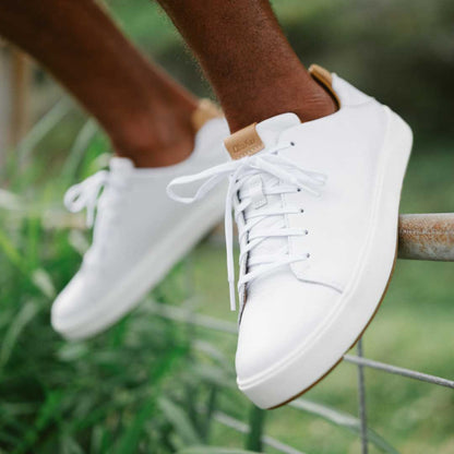 OluKai Lae‘ahi Lī ‘Ili Men's Leather Sneakers - Bright White
