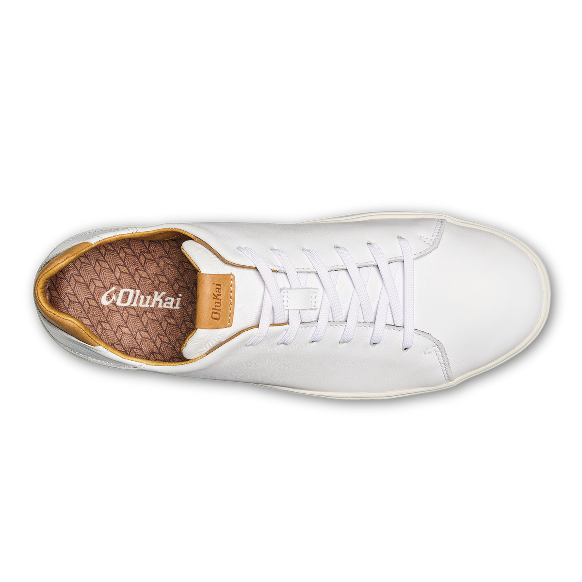 OluKai Lae‘ahi Lī ‘Ili Men's Leather Sneakers - Bright White