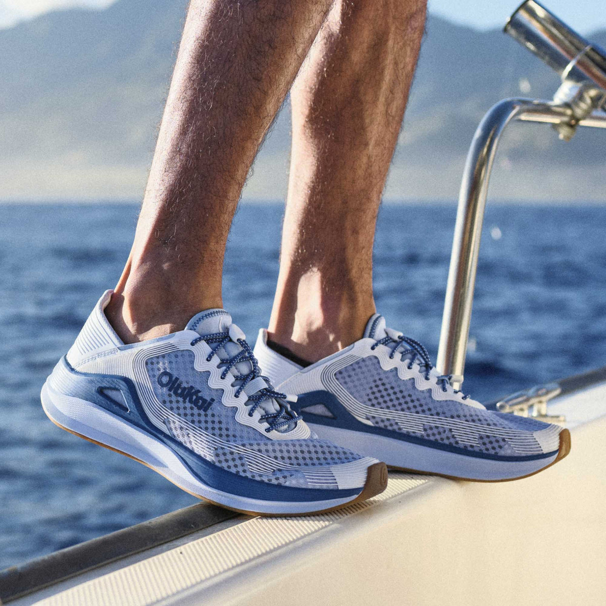 OluKai ‘Ahi Men’s Water Boat Shoes - Blue Pearl / White Sand
