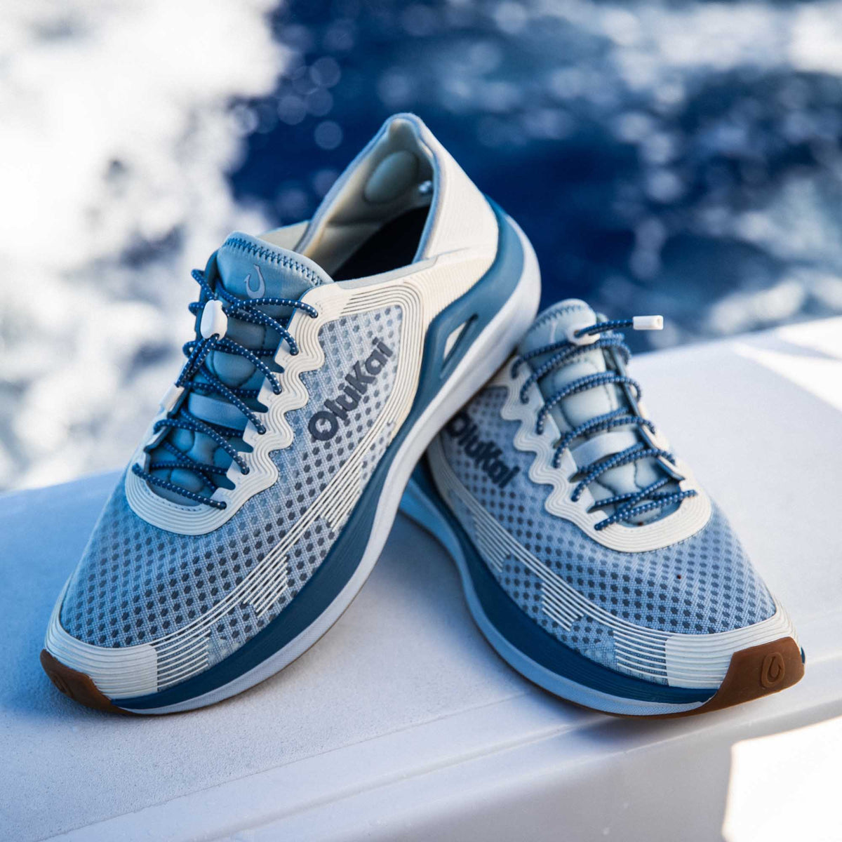 OluKai ‘Ahi Men’s Water Boat Shoes - Blue Pearl / White Sand