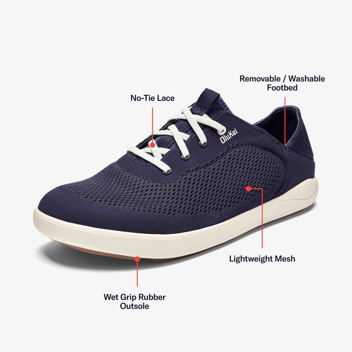 OluKai Moku Pae Men's Boat Shoes - Trench Blue / Off White