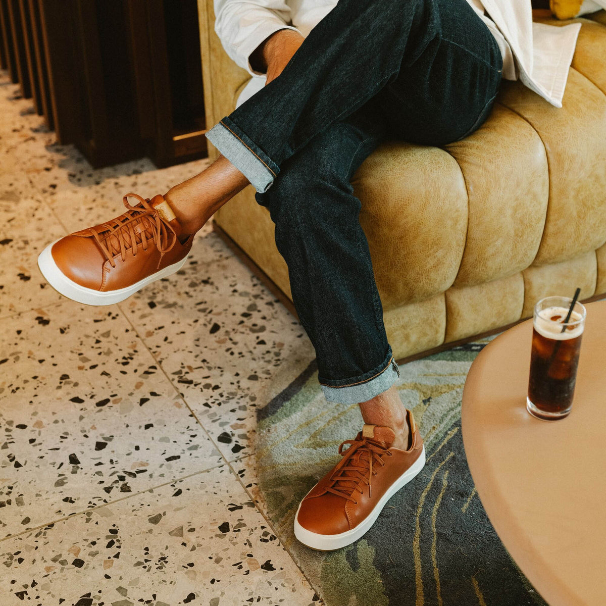 OluKai Lae‘ahi Lī ‘Ili Men's Leather Sneakers - Kukui Brown