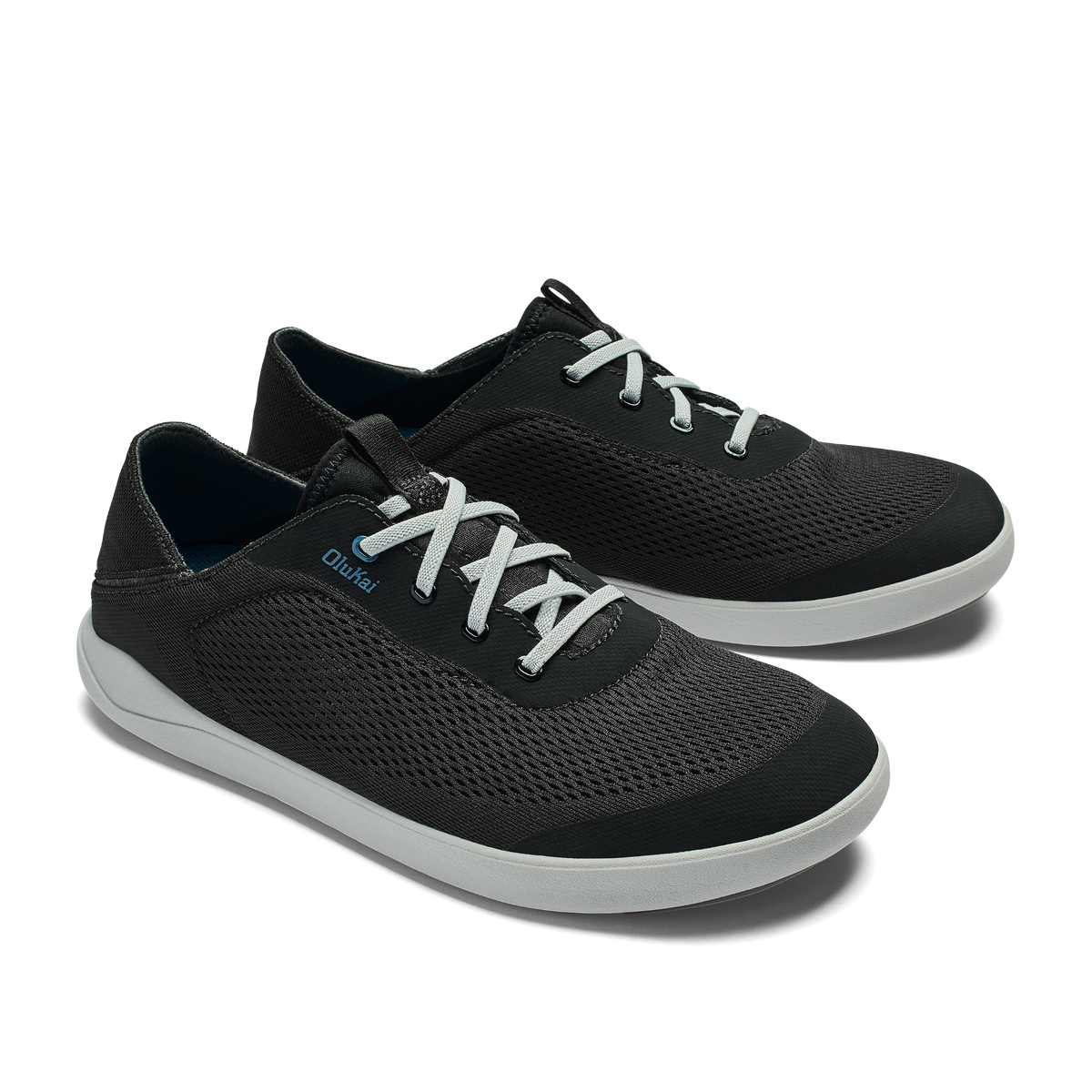 OluKai Moku Pae Men's Boat Shoes - Black / Blue Coral