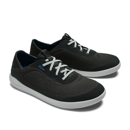OluKai Moku Pae Men's Boat Shoes - Black / Blue Coral