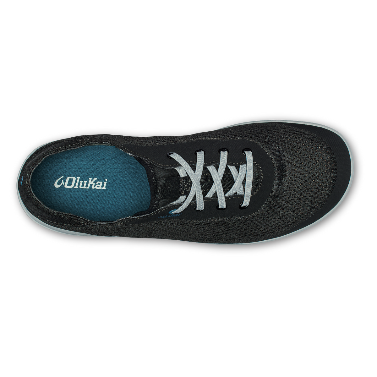 OluKai Moku Pae Men's Boat Shoes - Black / Blue Coral