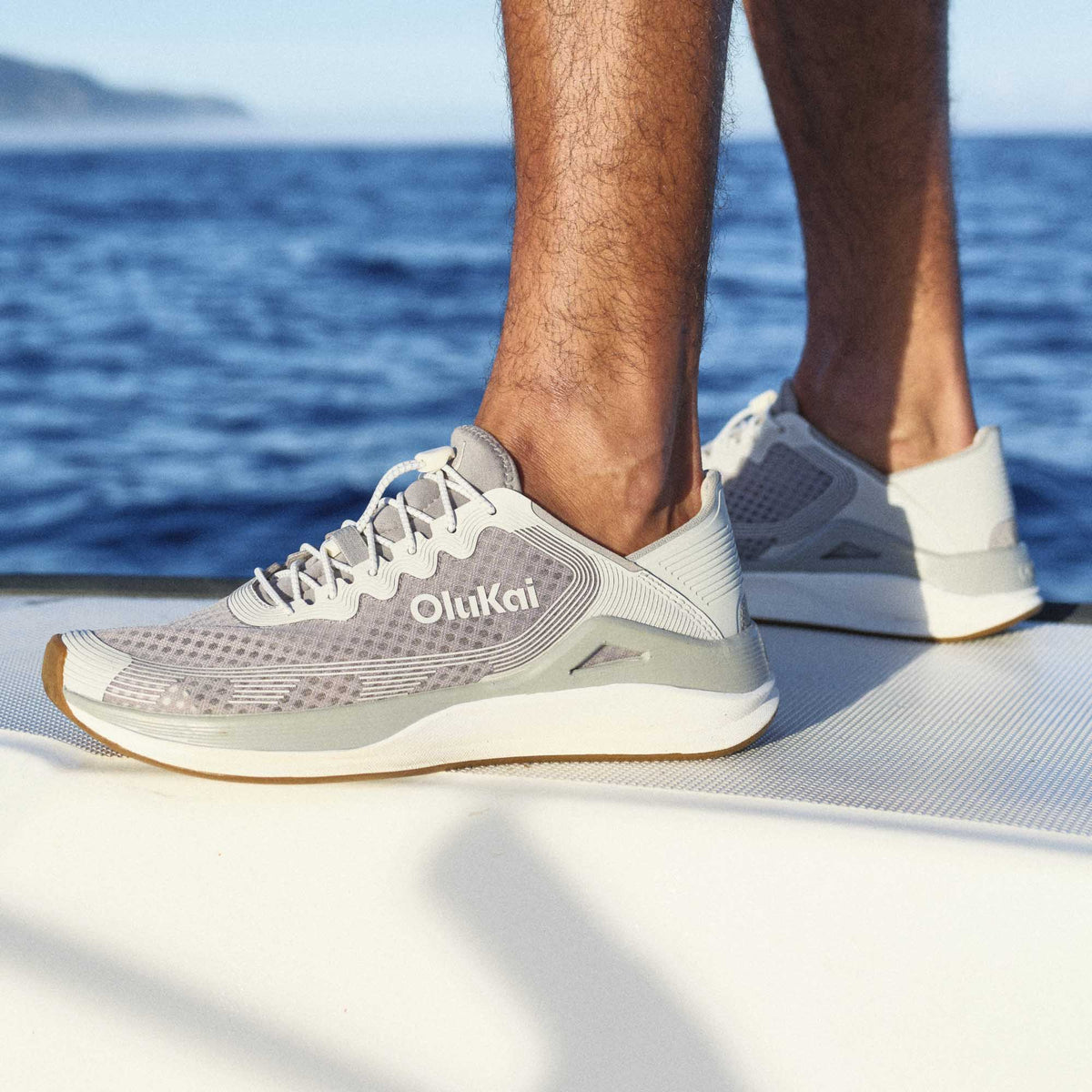 OluKai ‘Ahi Men’s Water Boat Shoes - Ash / Sterling