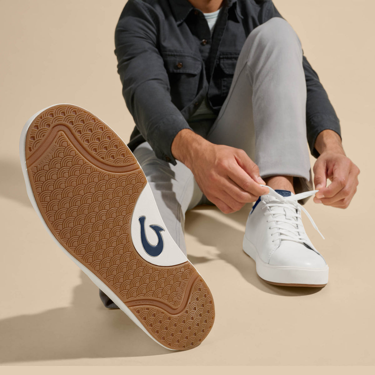 OluKai Lae‘ahi Lī ‘Ili Men's Sneakers - Bright White / Trench Blue