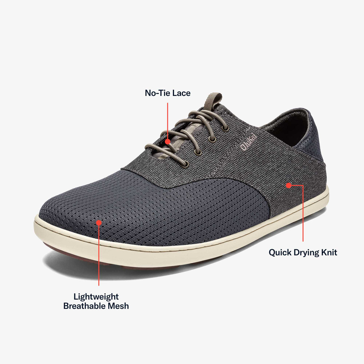 OluKai Nohea Moku Men's Boat Shoes - Charcoal / Clay