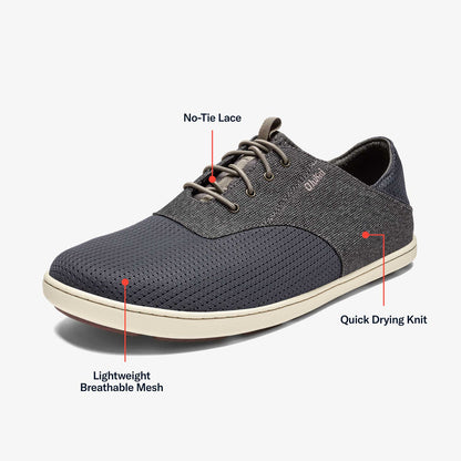 OluKai Nohea Moku Men's Boat Shoes - Charcoal / Clay