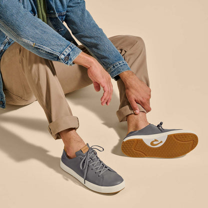 OluKai Lae‘ahi Lī ‘Ili Men's Leather Sneakers - Stone