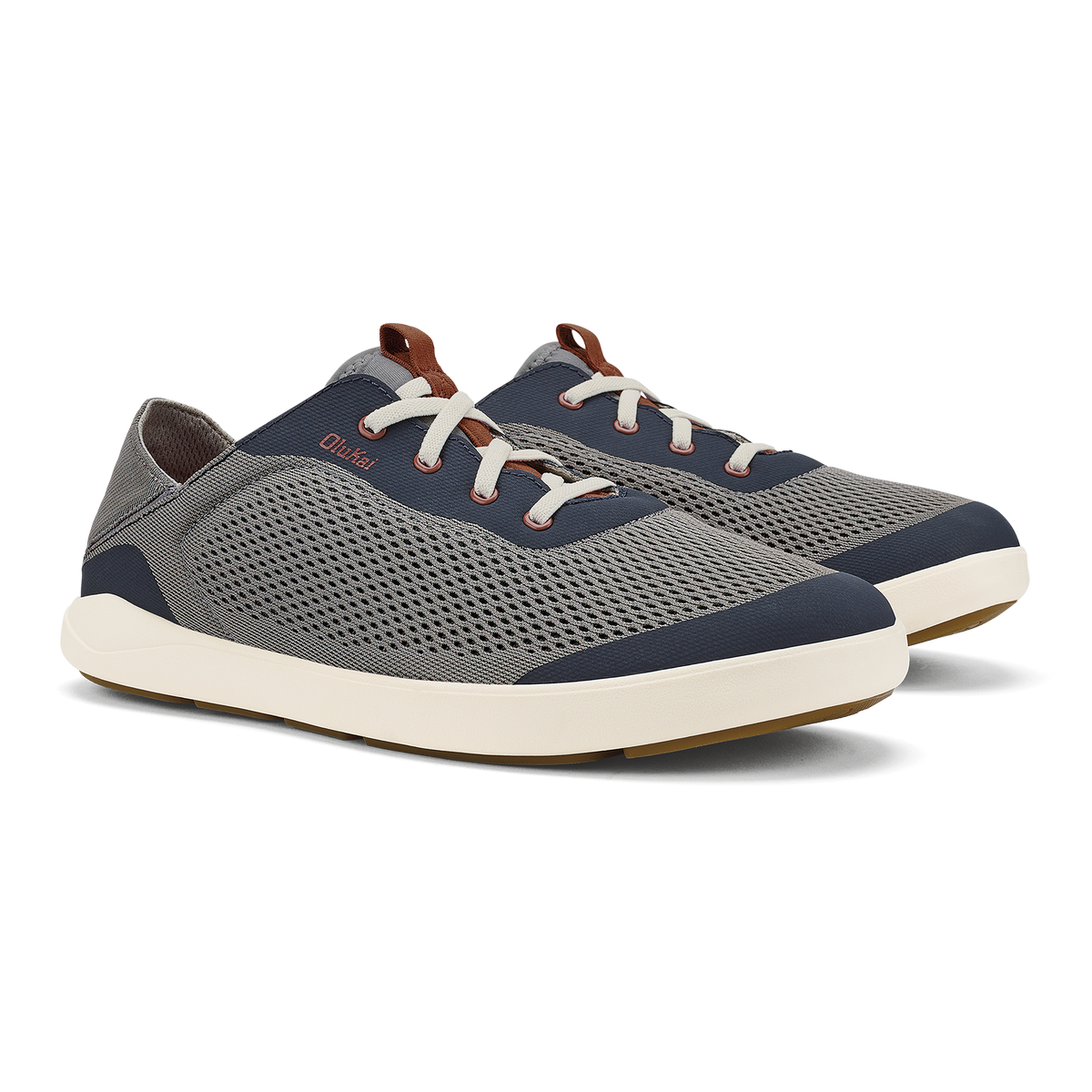 OluKai Moku Pae Men's Boat Shoes - Ash / Trench Blue