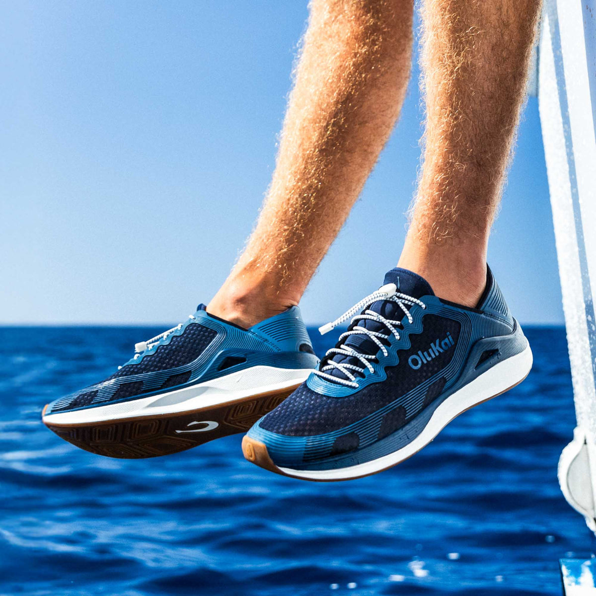 OluKai ‘Ahi Men’s Water Boat Shoes - Mood Indigo / Coastal Blue