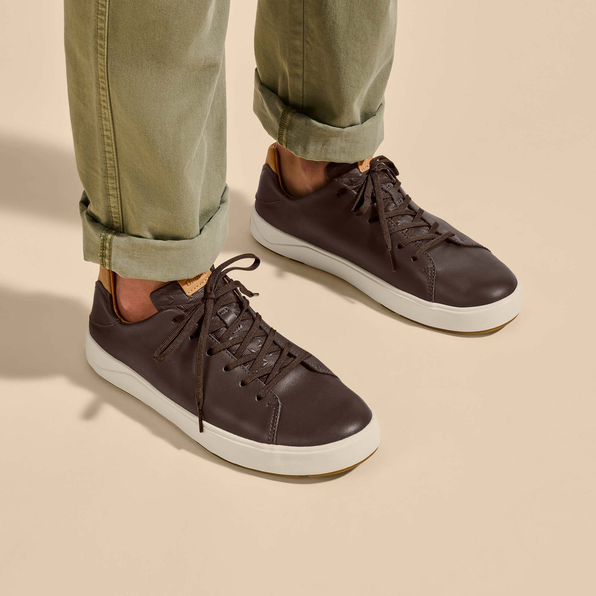 OluKai Lae‘ahi Lī ‘Ili Men's Leather Sneakers - Dark Java