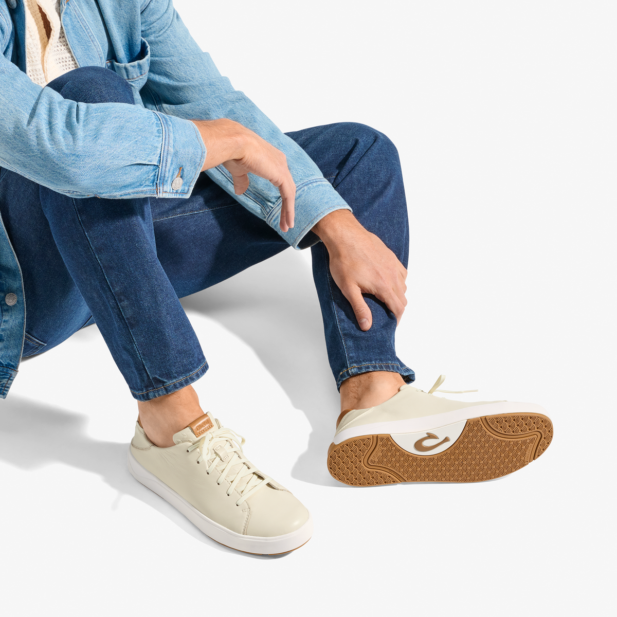 OluKai Lae‘ahi Lī ‘Ili Men's Leather Sneakers - Tapa