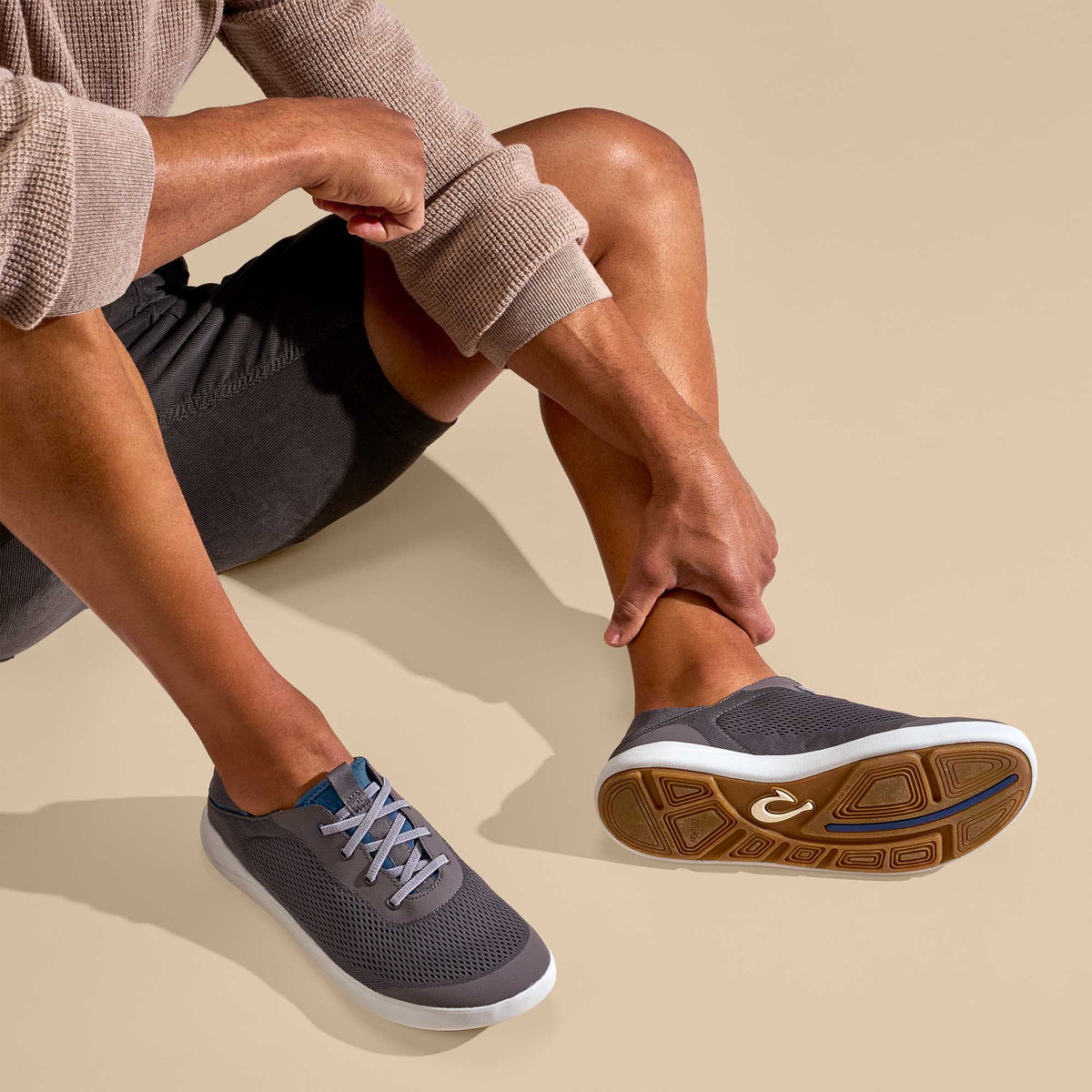 OluKai Moku Pae Men's Boat Shoes - Pavement / Vintage Blue