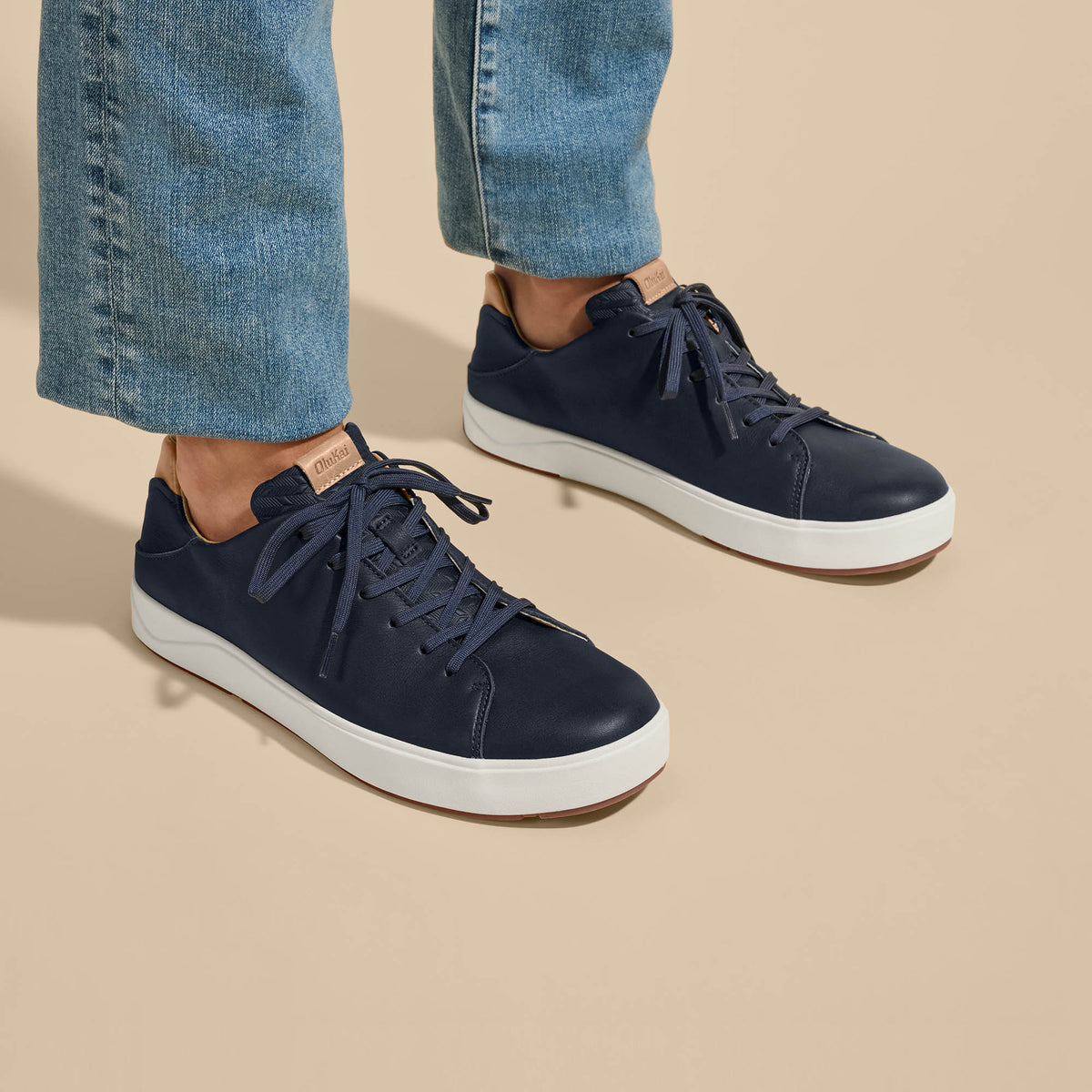 OluKai Lae‘ahi Lī ‘Ili Men's Leather Sneakers - Trench Blue
