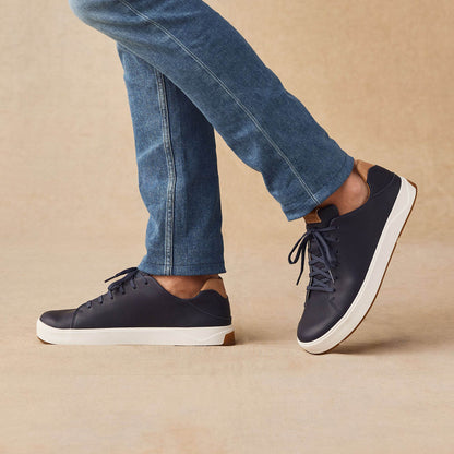 OluKai Lae‘ahi Lī ‘Ili Men's Leather Sneakers - Trench Blue
