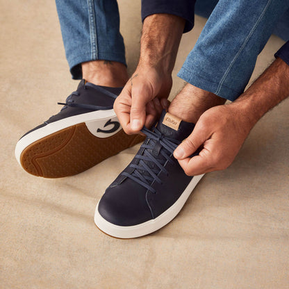 OluKai Lae‘ahi Lī ‘Ili Men's Leather Sneakers - Trench Blue