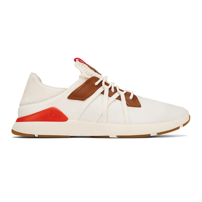 OluKai Mio Lī Men's Athletic Shoes - Bright White / Red Lava