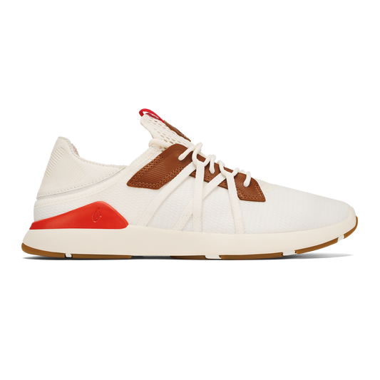 OluKai Mio Lī Men's Athletic Shoes - Bright White / Red Lava