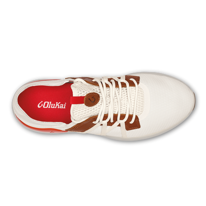 OluKai Mio Lī Men's Athletic Shoes - Bright White / Red Lava