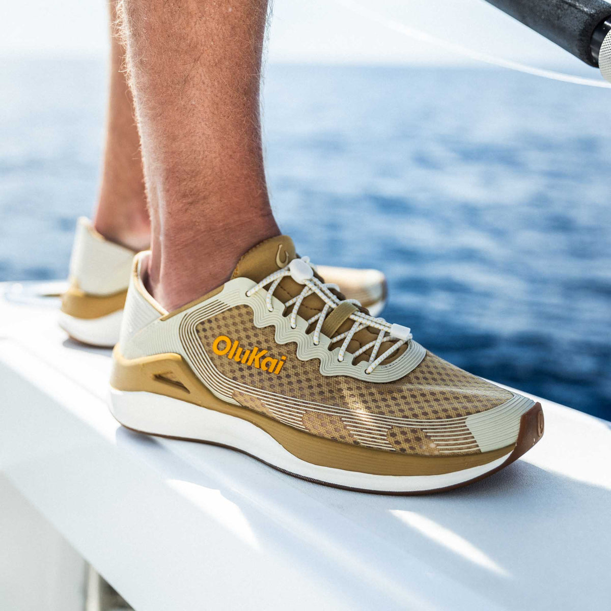 OluKai ‘Ahi Men’s Water Boat Shoes - Tan / Tapa