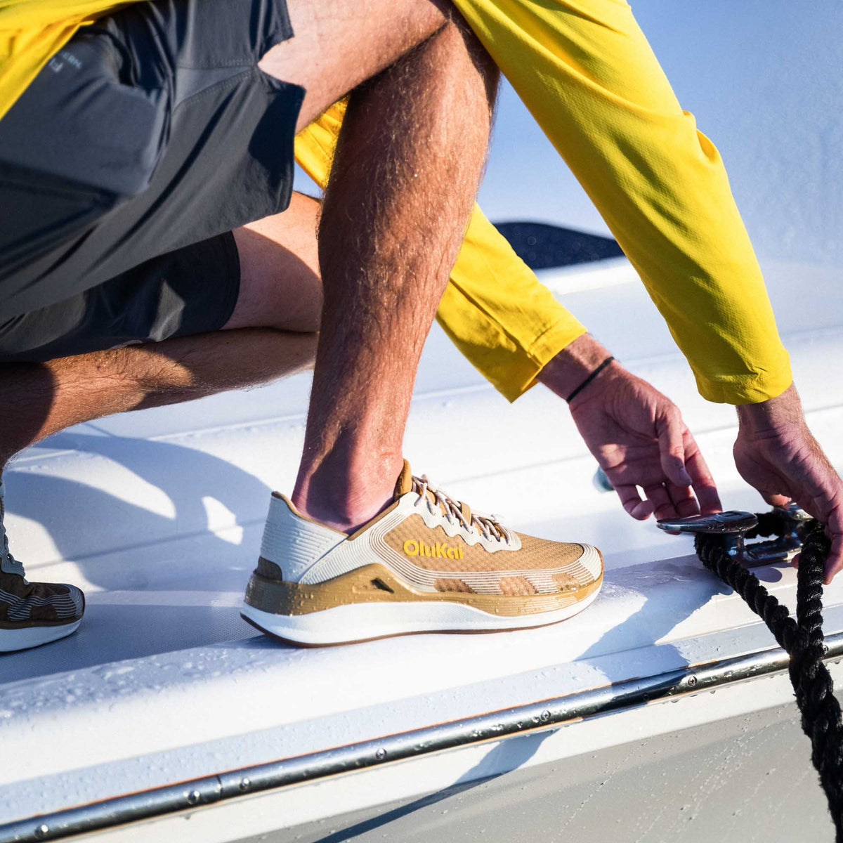 OluKai ‘Ahi Men’s Water Boat Shoes - Tan / Tapa
