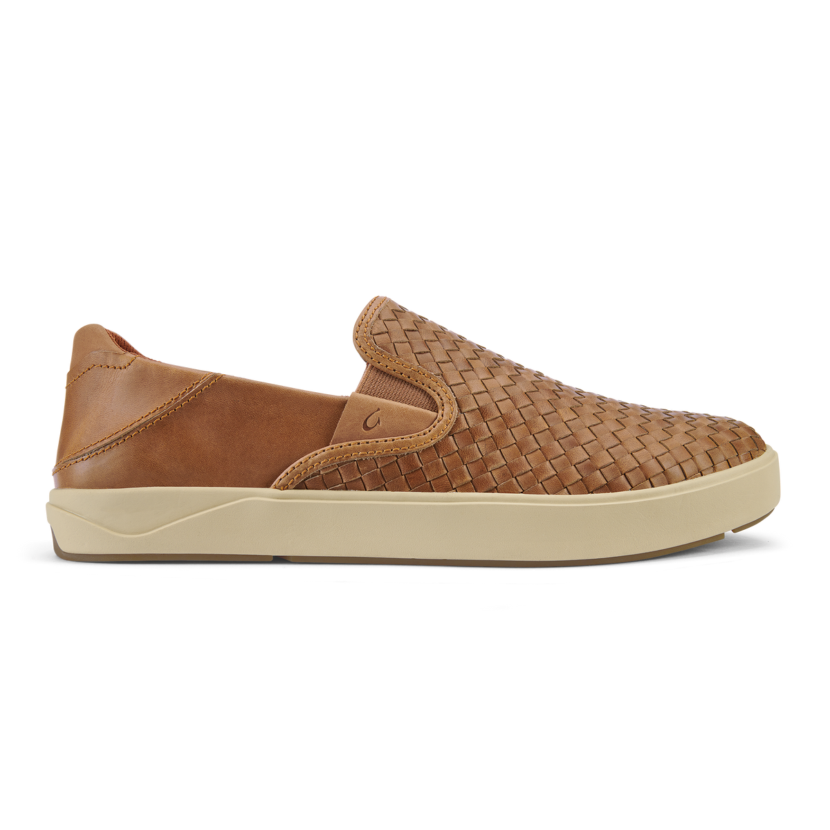 OluKai Lae‘ahi Lauhala Men's Leather Slip-On Sneakers - Fox