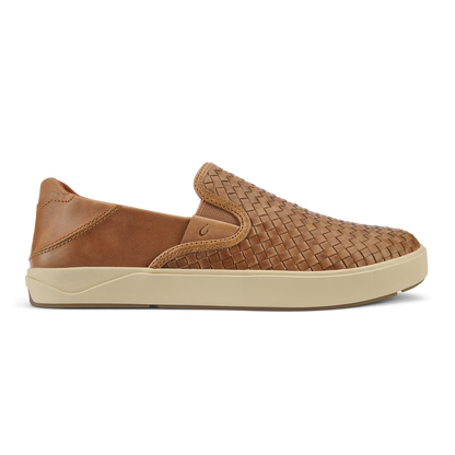 OluKai Lae‘ahi Lauhala Men's Leather Slip-On Sneakers - Fox