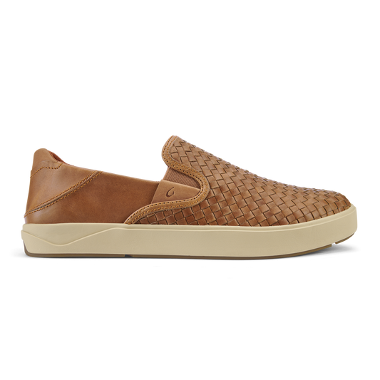 OluKai Lae‘ahi Lauhala Men's Leather Slip-On Sneakers - Fox