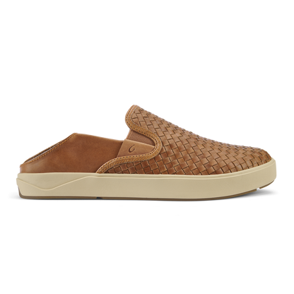 OluKai Lae‘ahi Lauhala Men's Leather Slip-On Sneakers - Fox