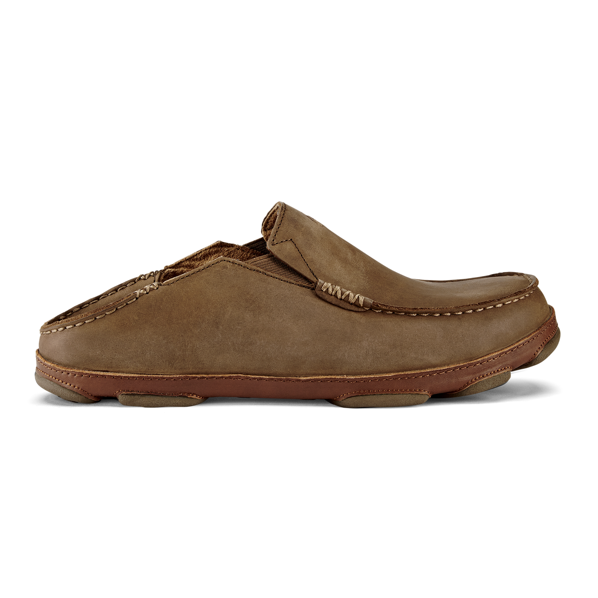 OluKai Moloā Men's Leather Slip On Shoes - Ray / Toffee