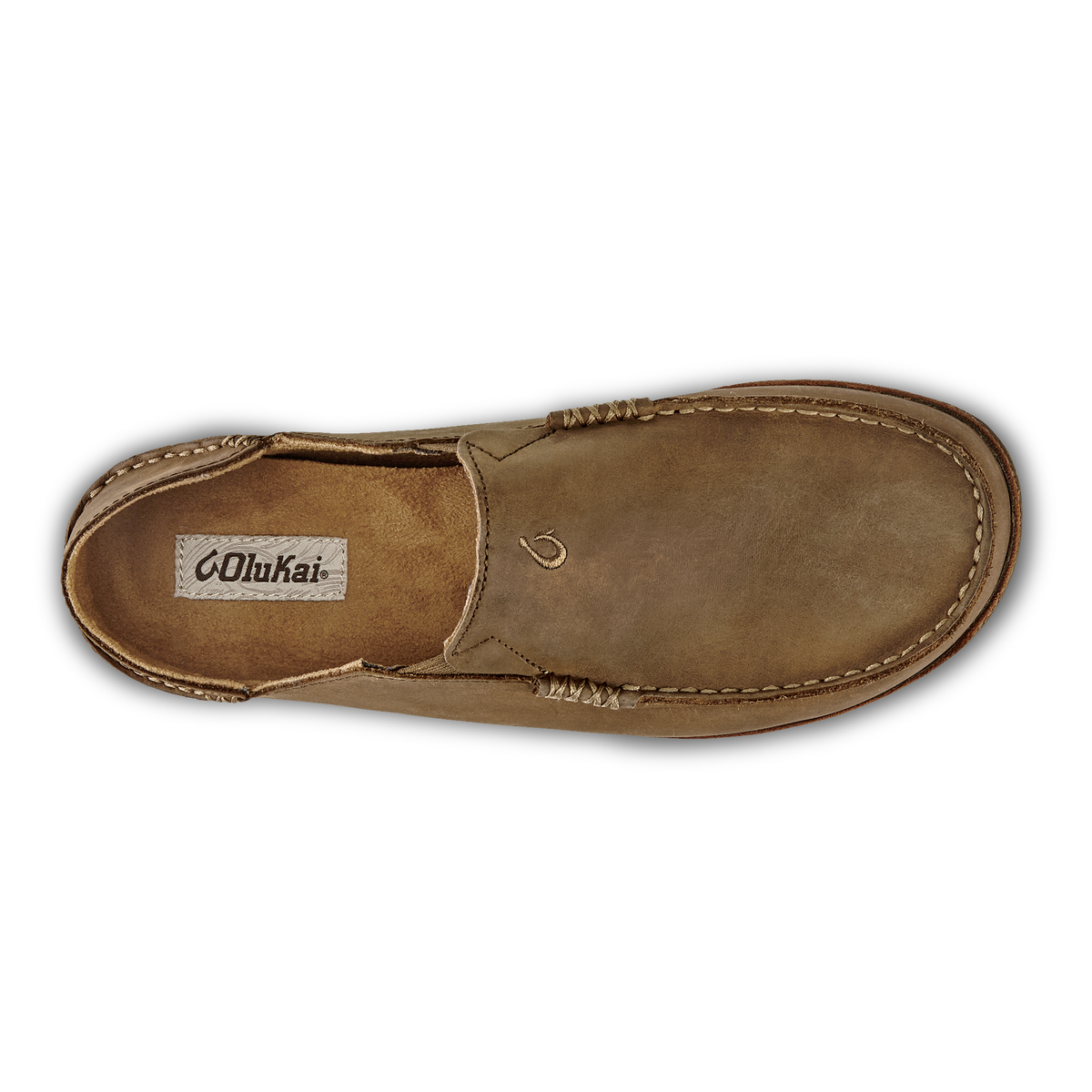 OluKai Moloā Men's Leather Slip On Shoes - Ray / Toffee