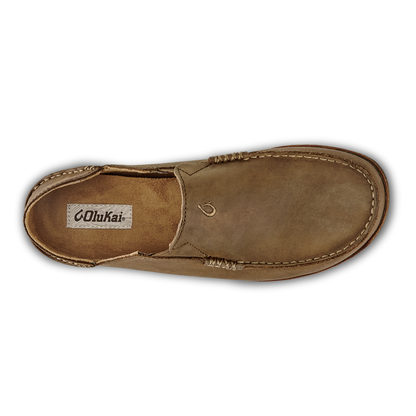 OluKai Moloā Men's Leather Slip On Shoes - Ray / Toffee