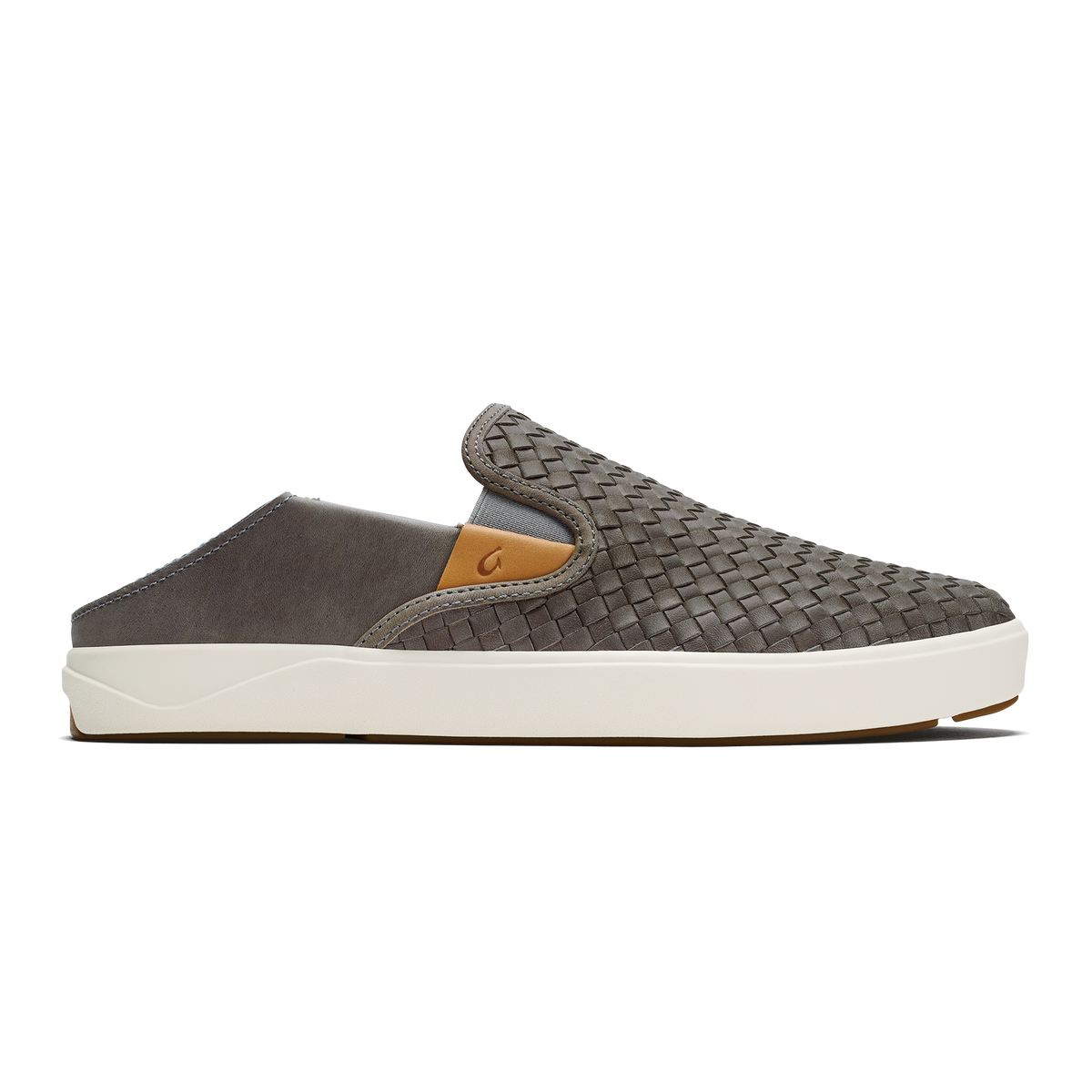 OluKai Lae‘ahi Lauhala Men's Leather Slip-On Sneakers - Ash