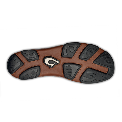 OluKai Moloā Men's Leather Slip On Shoes - Black / Toffee
