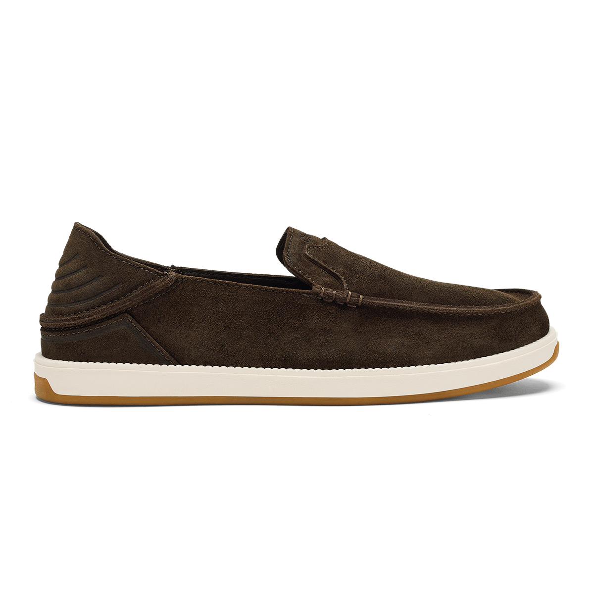 OluKai Kākaha Nia Men‘s Suede Slip-On Shoes - Dark Wood