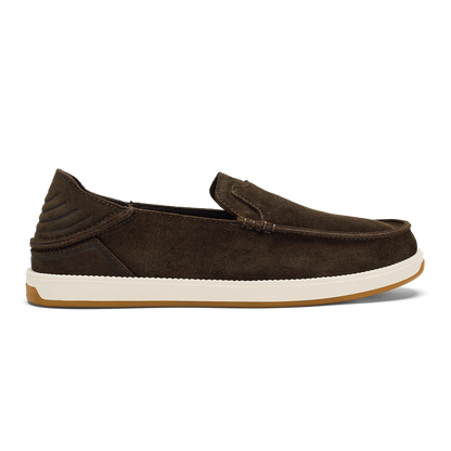 OluKai Kākaha Nia Men‘s Suede Slip-On Shoes - Dark Wood
