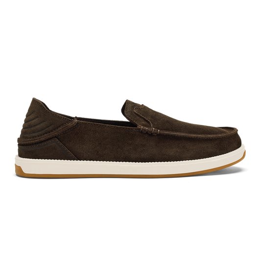 OluKai Kākaha Nia Men‘s Suede Slip-On Shoes - Dark Wood