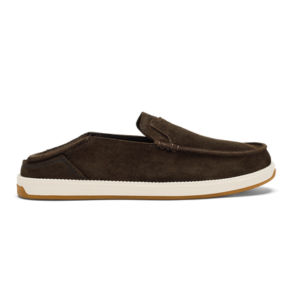 OluKai Kākaha Nia Men‘s Suede Slip-On Shoes - Dark Wood