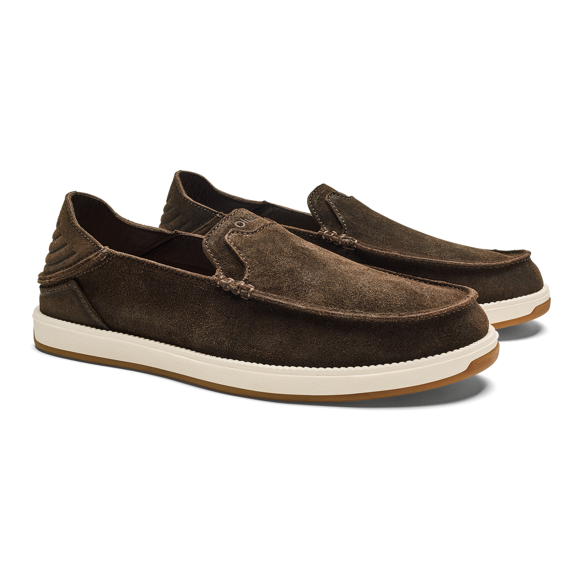 OluKai Kākaha Nia Men‘s Suede Slip-On Shoes - Dark Wood