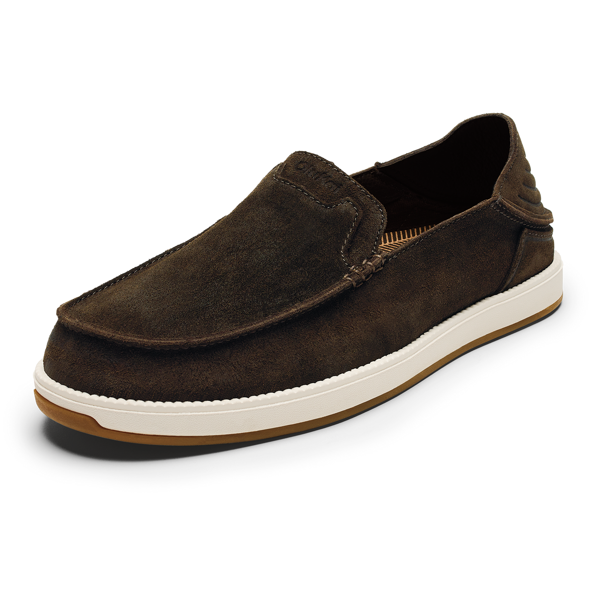 OluKai Kākaha Nia Men‘s Suede Slip-On Shoes - Dark Wood