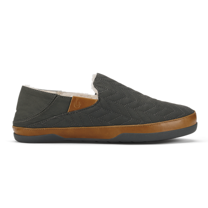 OluKai Hanohano Men’s Waxed Canvas Slippers - Dark Shadow
