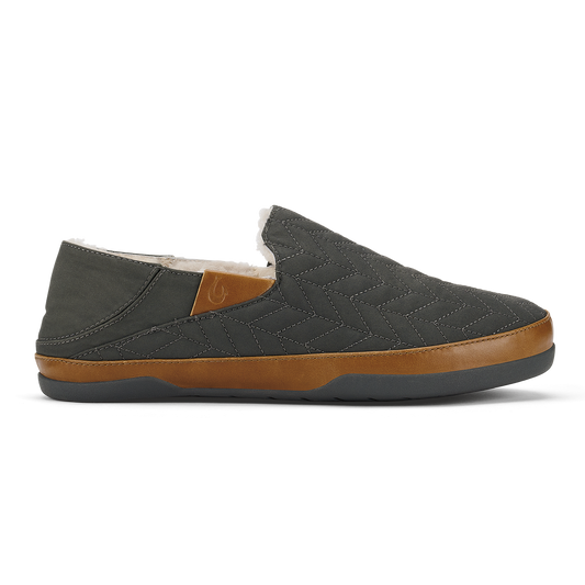 OluKai Hanohano Men’s Waxed Canvas Slippers - Dark Shadow