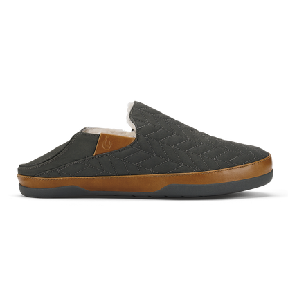 OluKai Hanohano Men’s Waxed Canvas Slippers - Dark Shadow