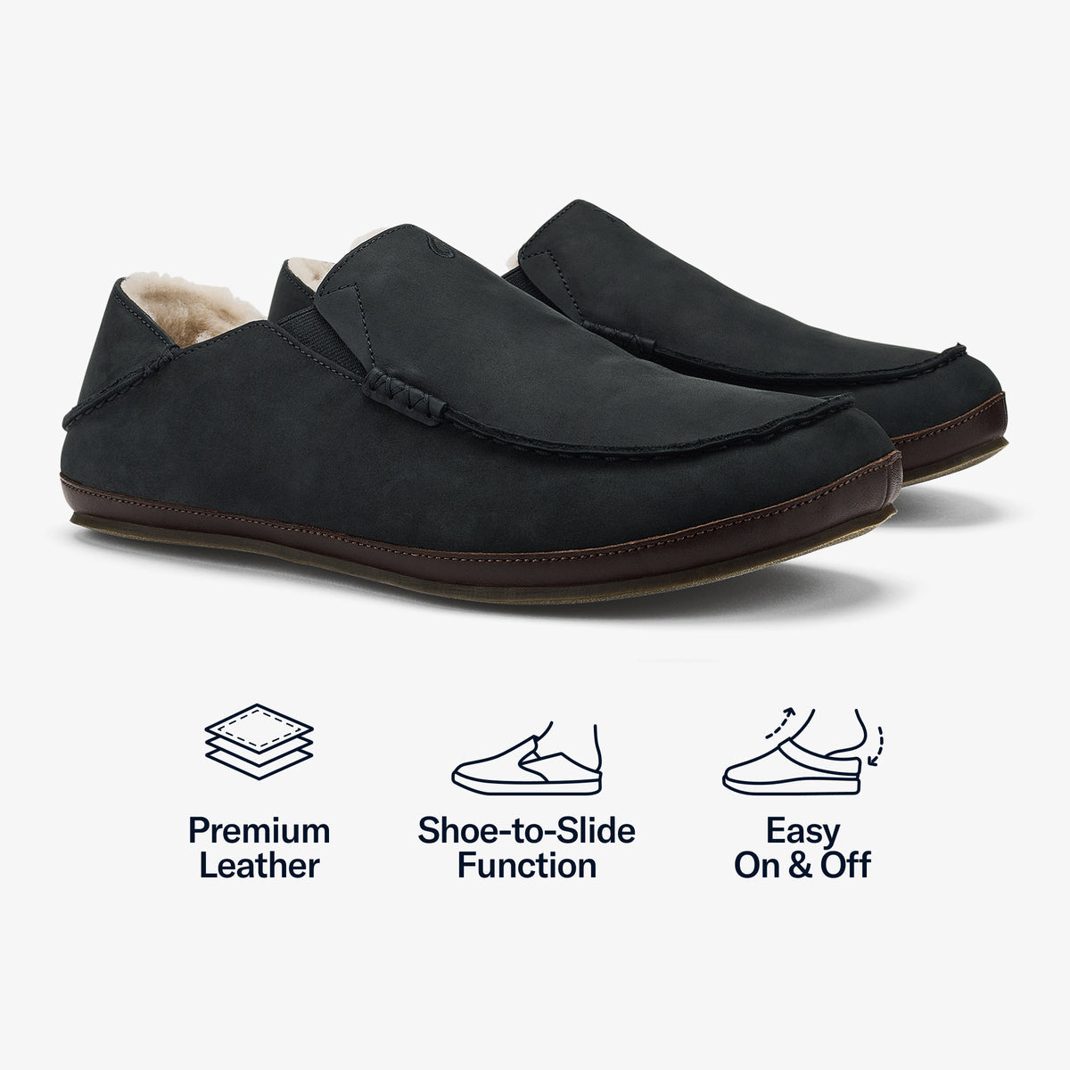 OluKai Moloā Slipper - Black / Dk Java