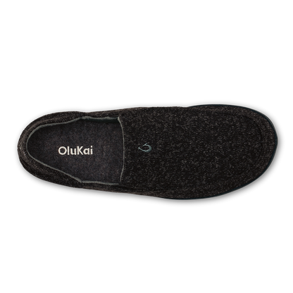 OluKai Moloā Hulu Men’s Wool Slippers - Black