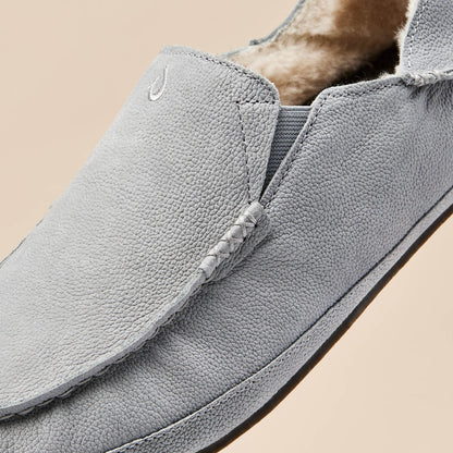 OluKai Moloā Men's Leather Slippers - Kona Coffee