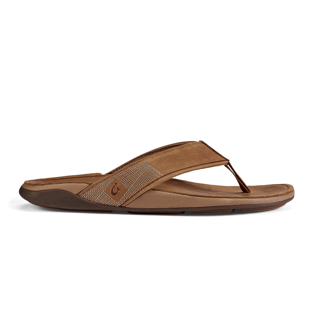 OluKai Tuahine Men's Waterproof Leather Beach Sandals - Toffee